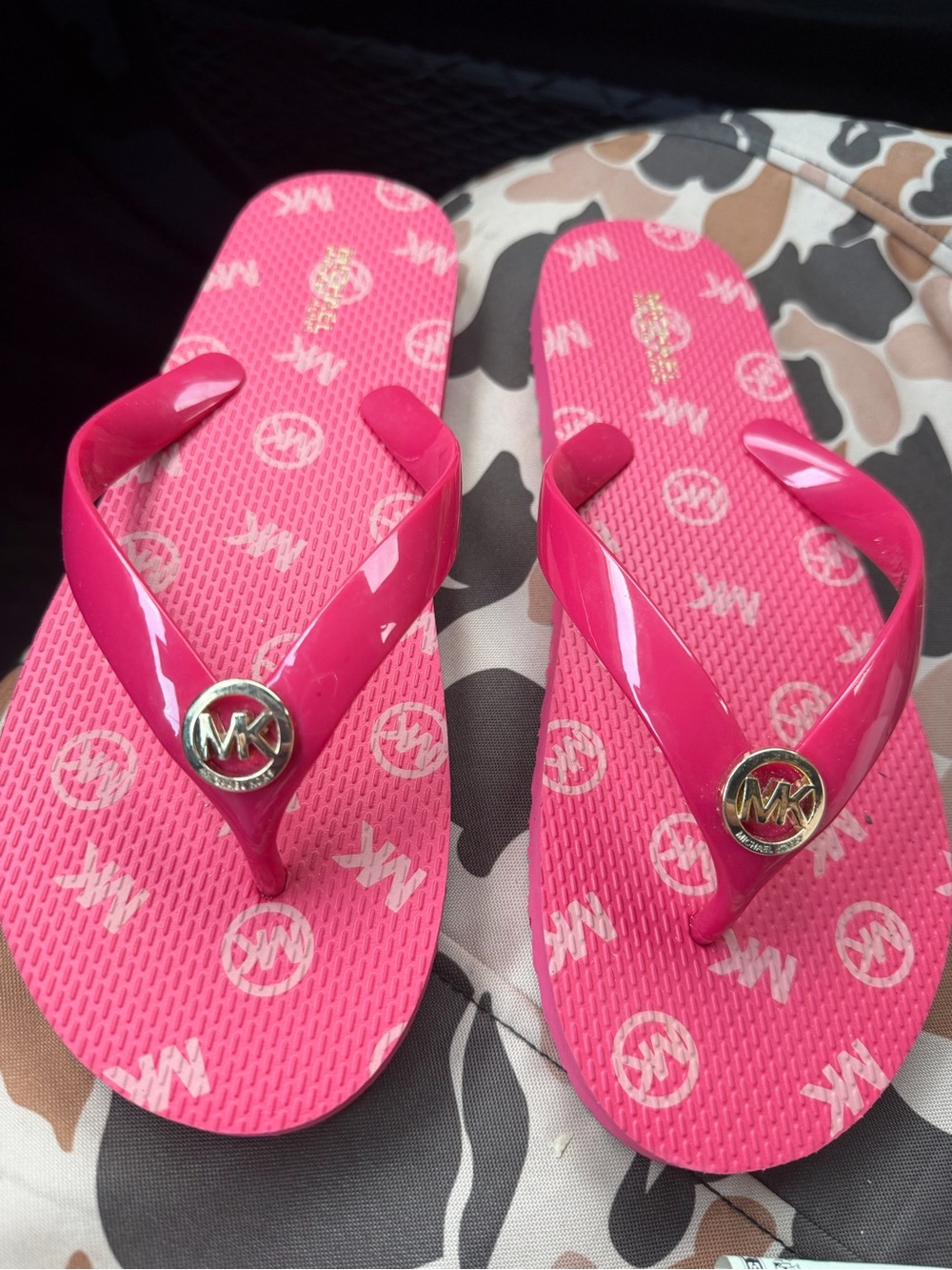 Michael Kors Hot Pink Logo Jelly Flip Flops